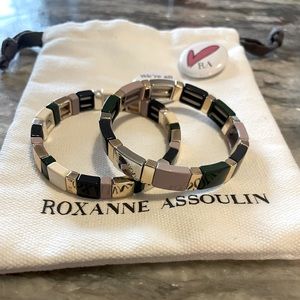Roxanne assoulin set taupe green gold silver navy